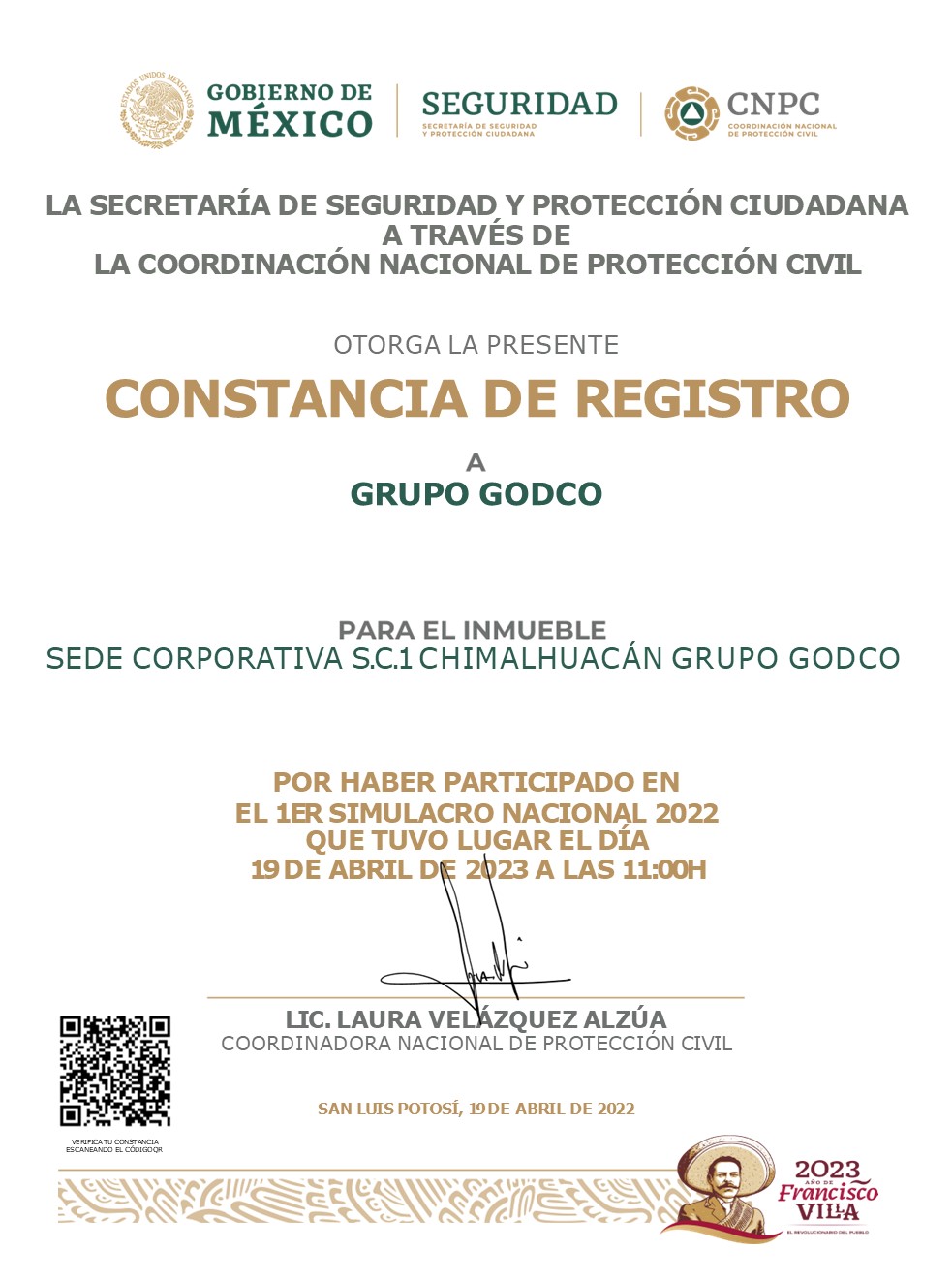 constancia PROTECCIÓN CIVIL GRUPO GODCO constancia PROTECCIÓN CIVIL GRUPO GODCO